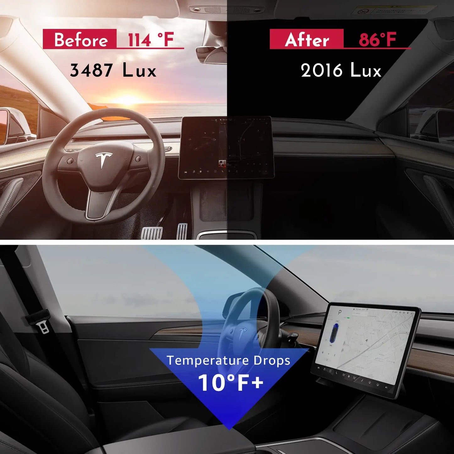 Front Window Sun Shade Cover-For Tesla