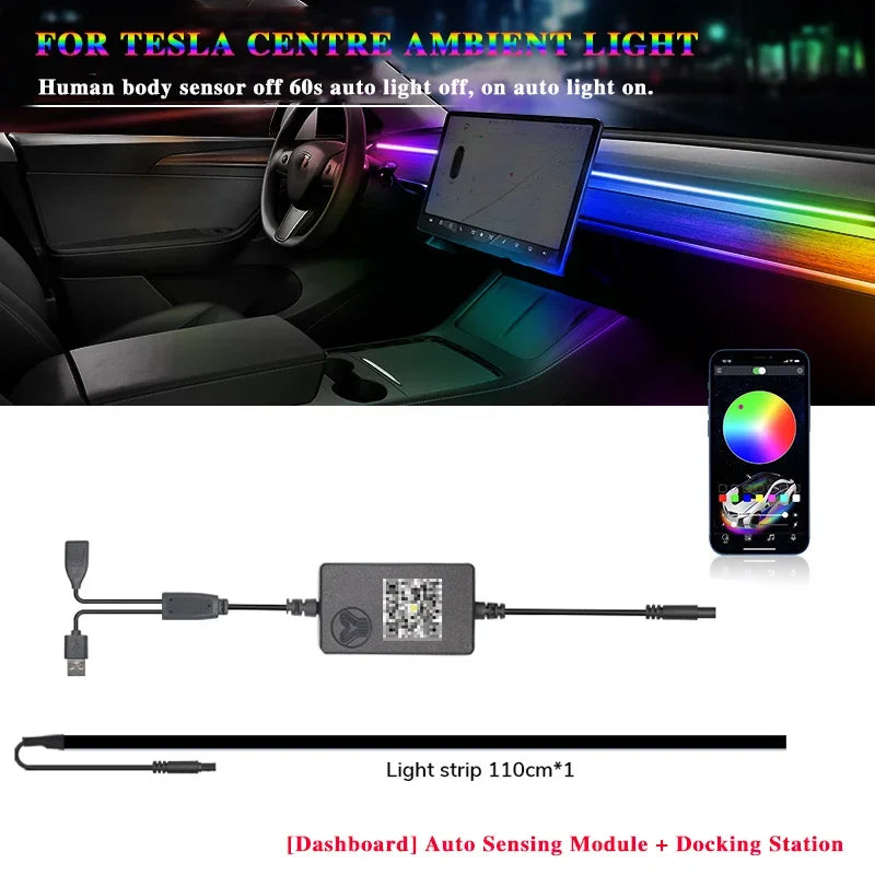 For Tesla Model-Wireless Charging Neon LED Light S