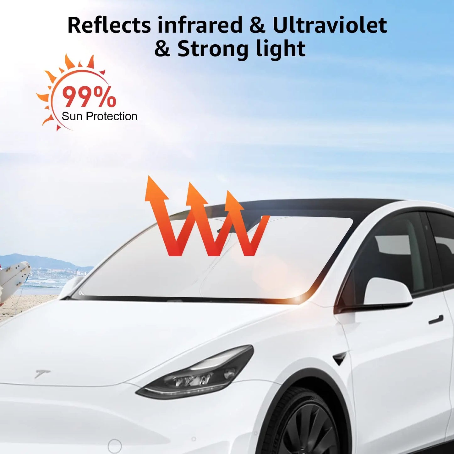 Front Window Sun Shade Cover-For Tesla